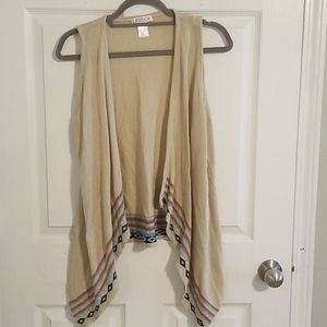 Tan/ cream and Aztec Indian sleeveless cardigan
